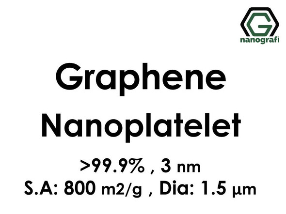 Graphene Nanoplatelet, 99.9%, 3 nm, S.A:800 m2/g Dia: 1.5μ